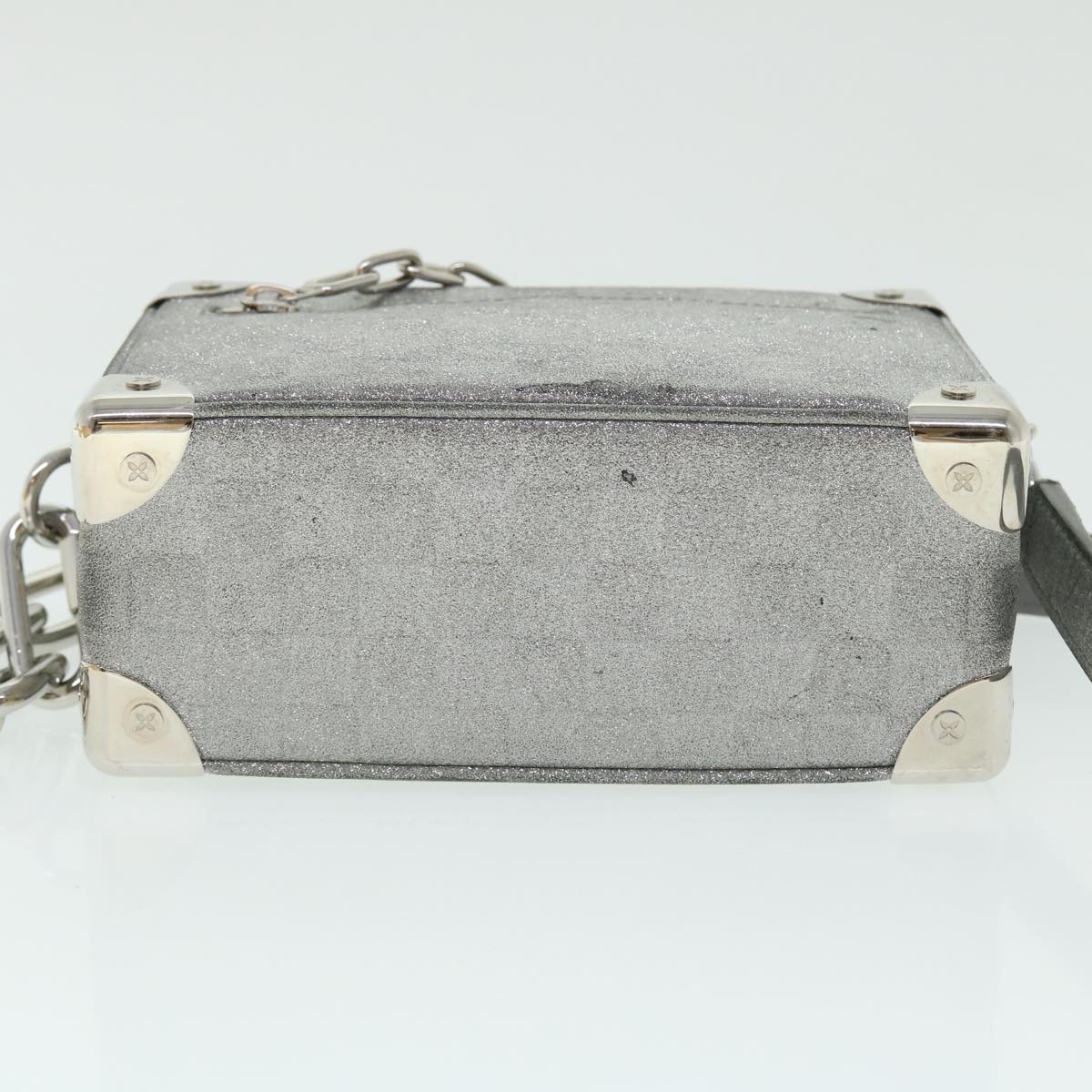 LOUIS VUITTON Damier Glitter Mini Soft Trunk Bag Silver M59726 LV Auth 51371A