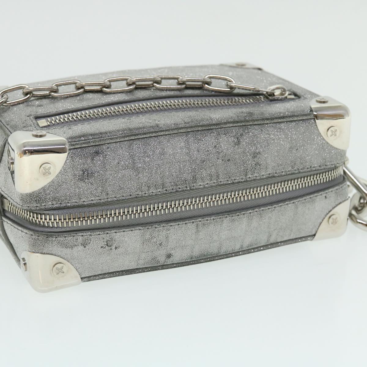 LOUIS VUITTON Damier Glitter Mini Soft Trunk Bag Silver M59726 LV Auth 51371A