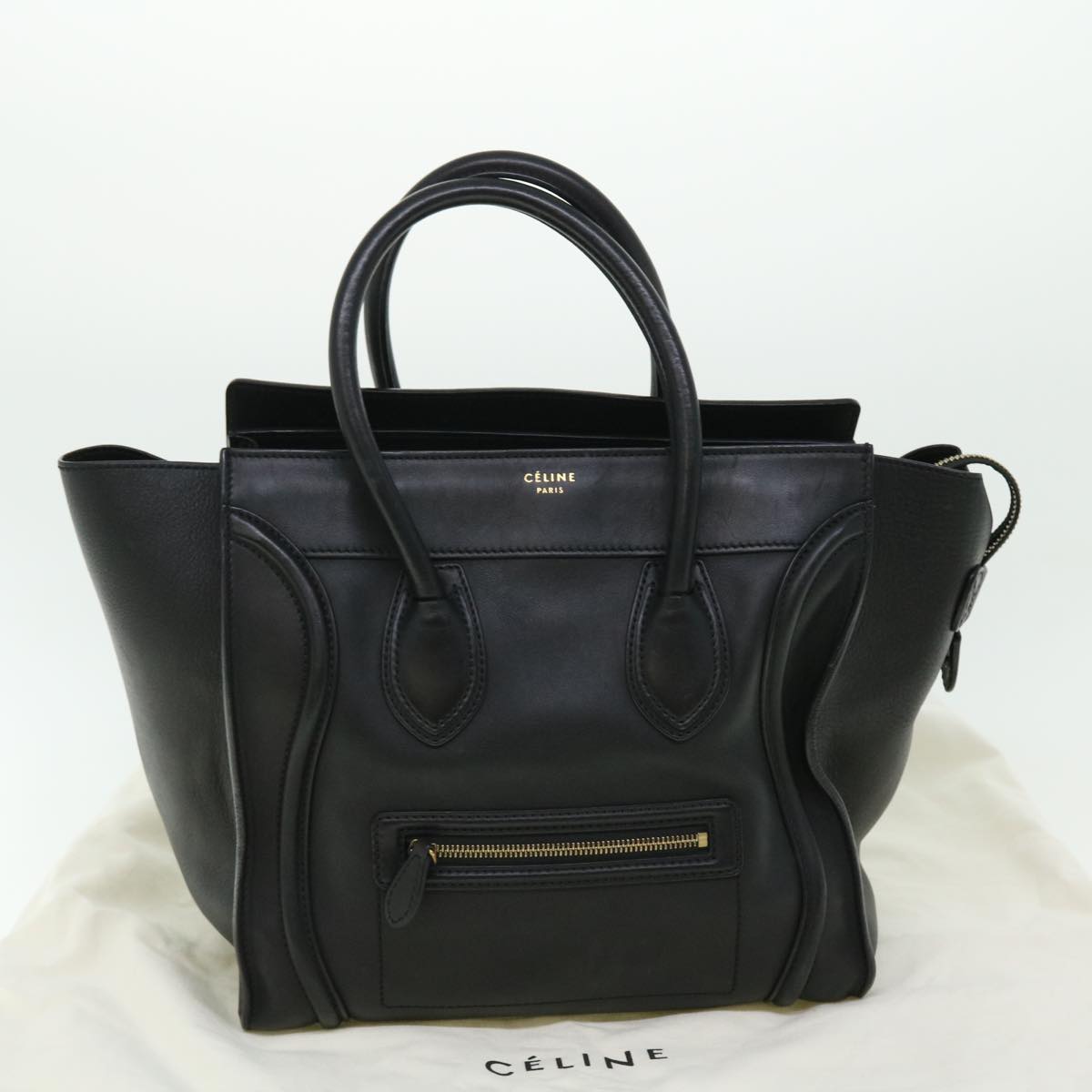 CELINE Luggage Mini Hand Bag Leather Black Auth 51427