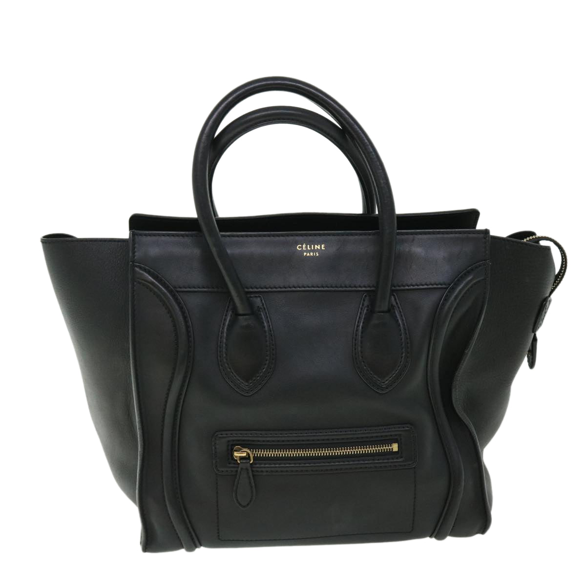 CELINE Luggage Mini Hand Bag Leather Black Auth 51427