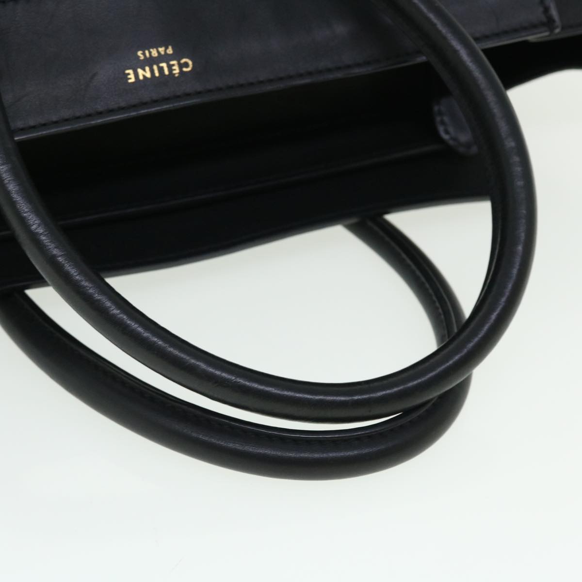 CELINE Luggage Mini Hand Bag Leather Black Auth 51427