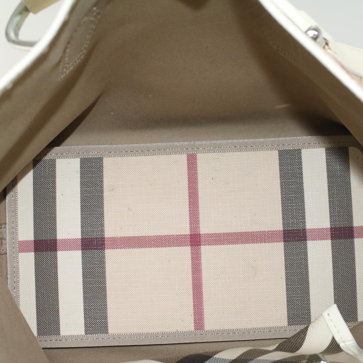 BURBERRY Nova Check Tote Bag PVC Leather Beige Auth 51455