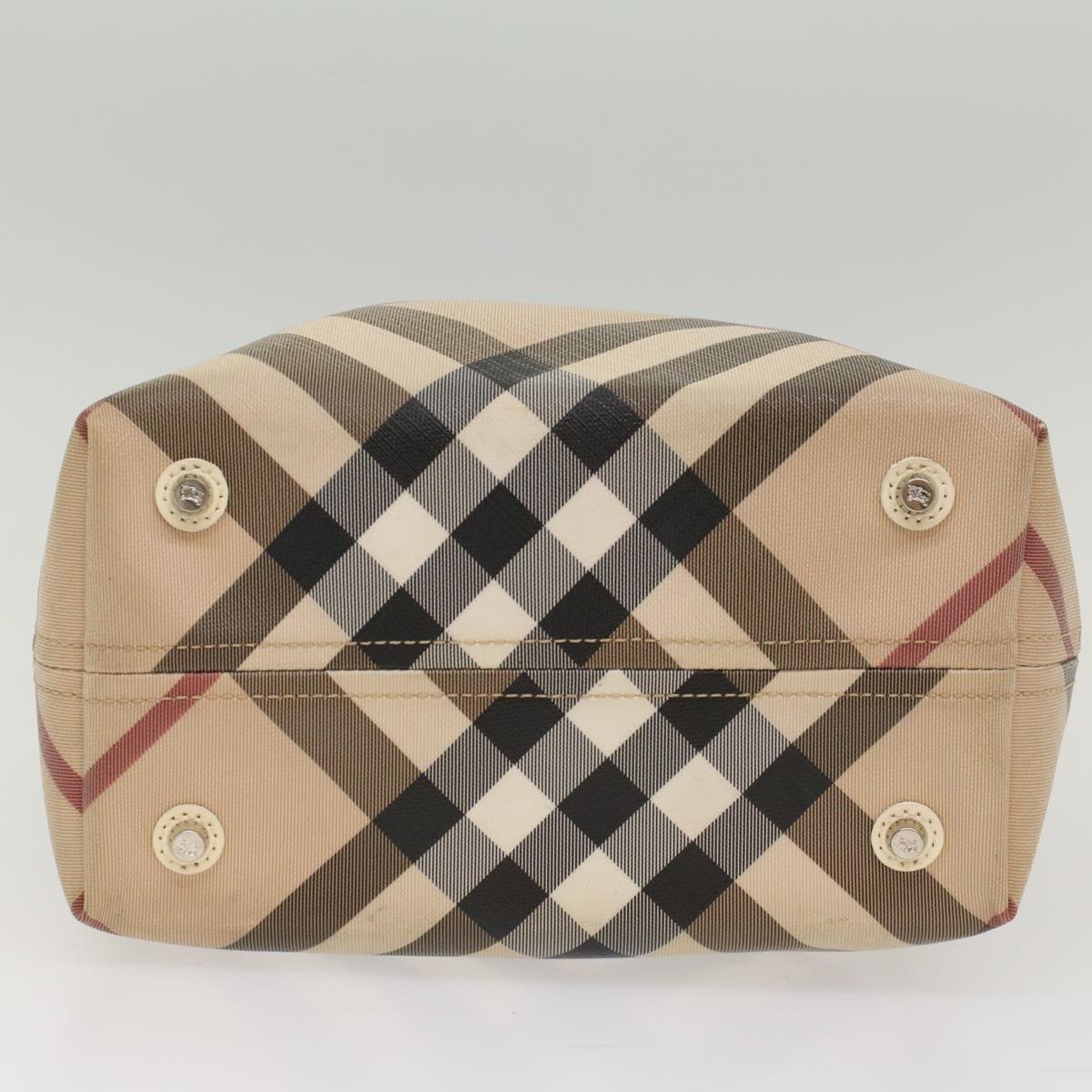 BURBERRY Nova Check Tote Bag PVC Leather Beige Auth 51455