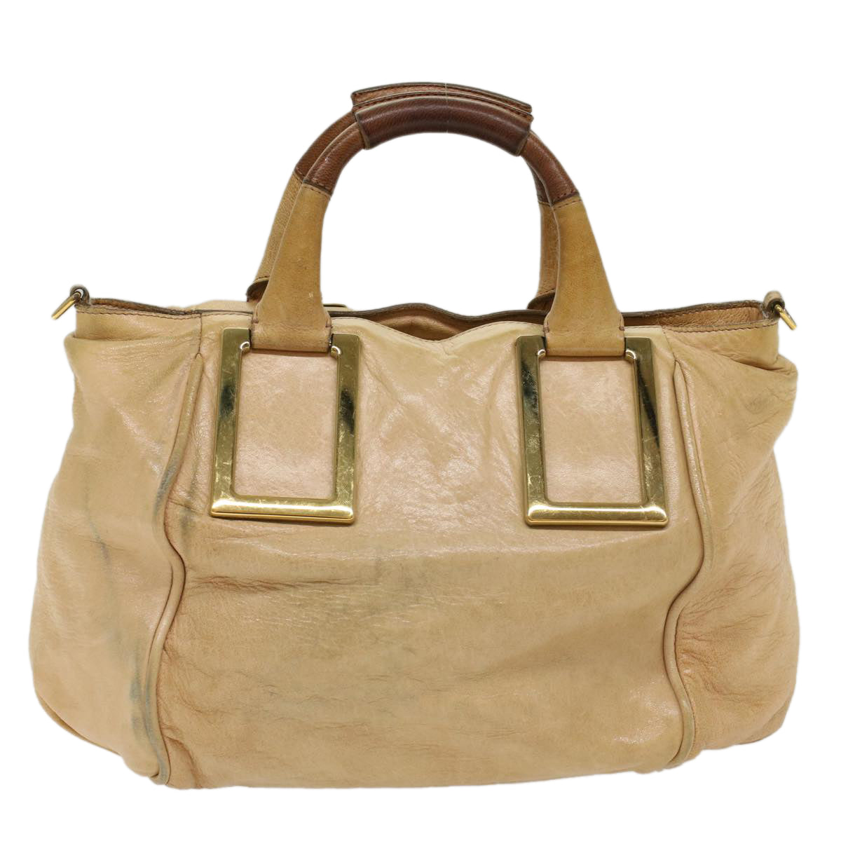 Chloe Etel Hand Bag Leather Beige Auth 51467 - 0