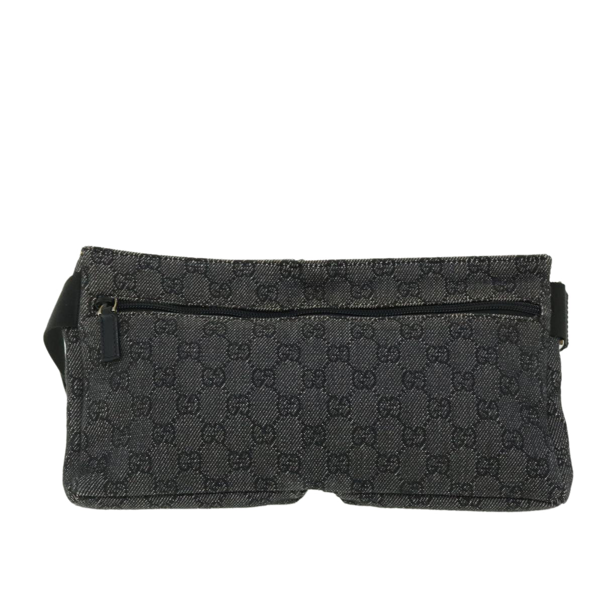 GUCCI GG Canvas Waist bag Leather Gray 28566 Auth 51469