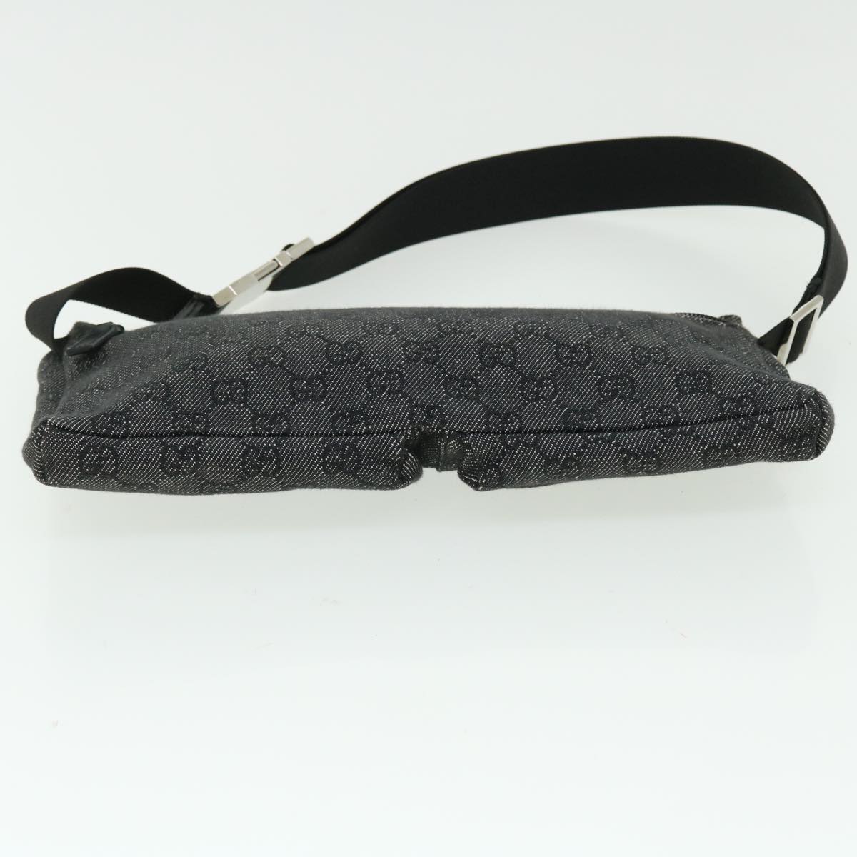 GUCCI GG Canvas Waist bag Leather Gray 28566 Auth 51469