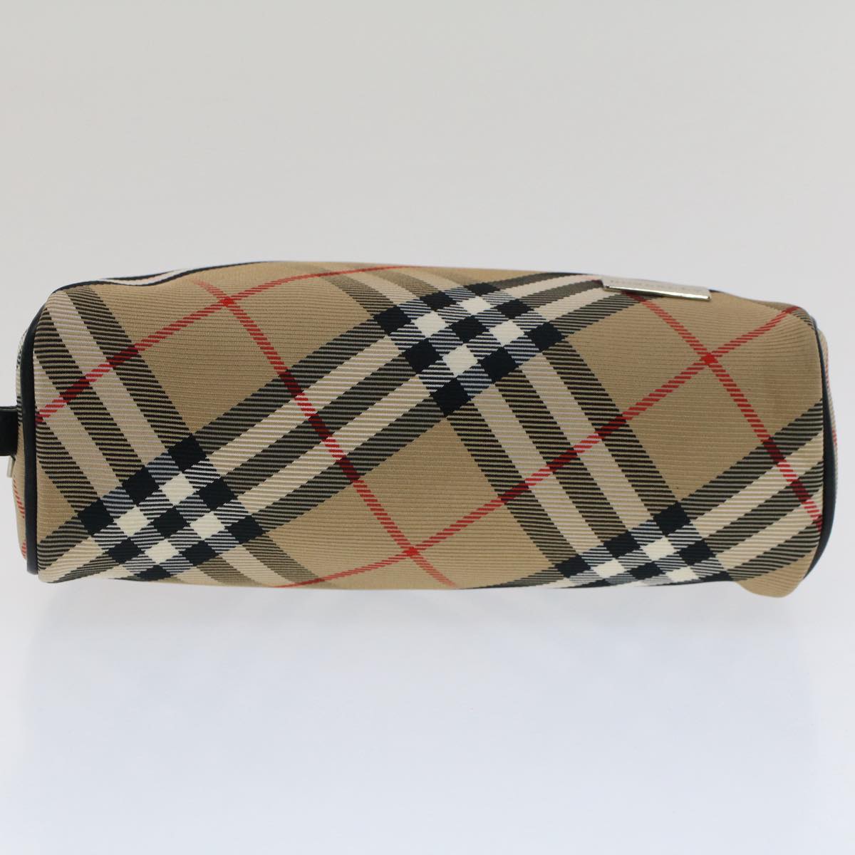 BURBERRY Nova Check Pouch Nylon Beige Auth 51472