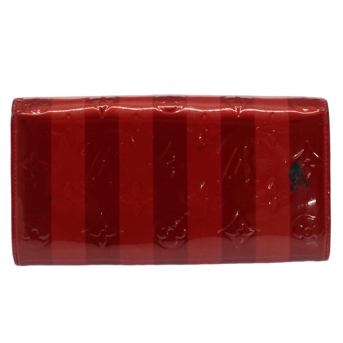 LOUIS VUITTON Vernis Rayure Portefeiulle Sarah Wallet Red M91716 LV Auth 51586