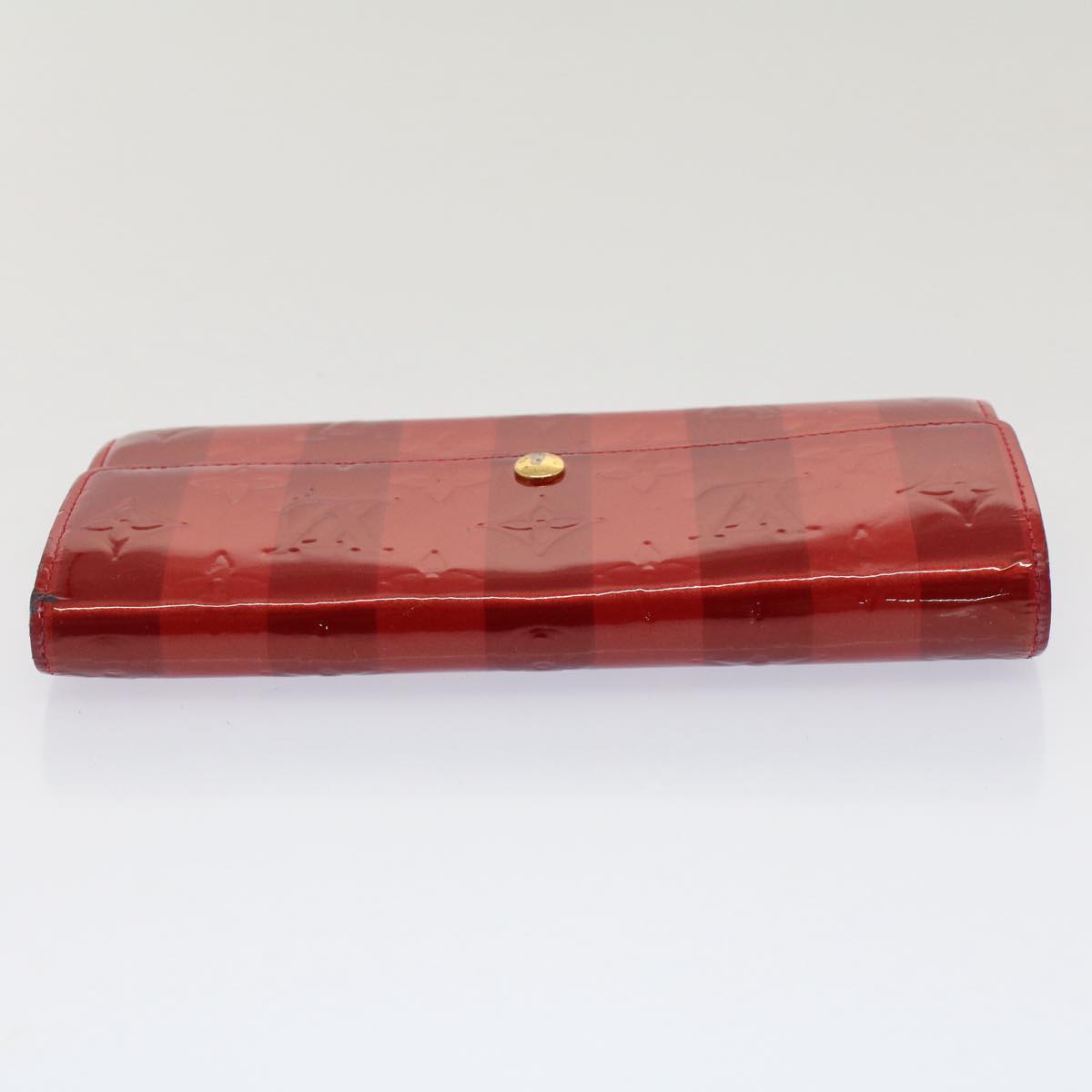 LOUIS VUITTON Vernis Rayure Portefeiulle Sarah Wallet Red M91716 LV Auth 51586