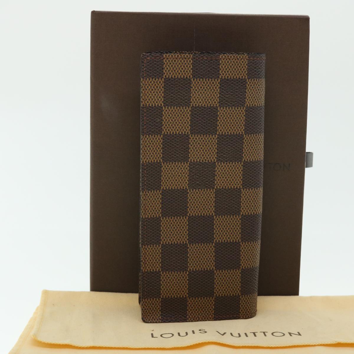 LOUIS VUITTON Damier Ebene Etui Lunettes Simple Glasses Case N62964 Auth 51587