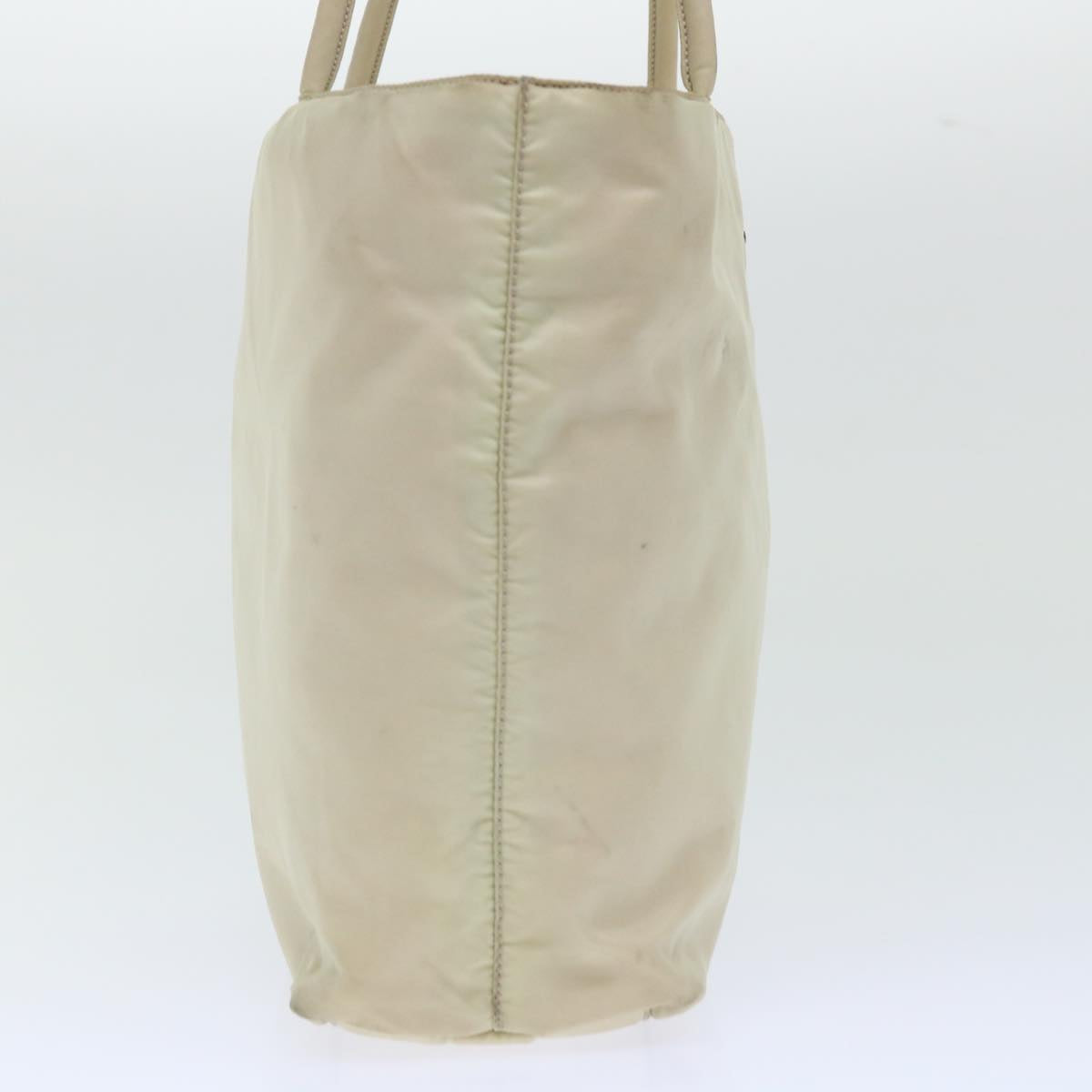 PRADA Tote Bag Nylon Cream Auth 51632