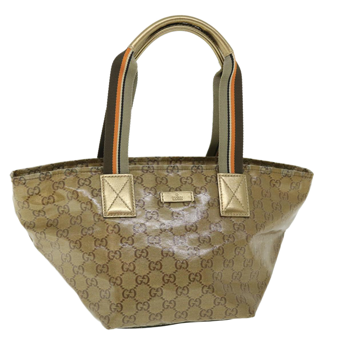 GUCCI GG Crystal Shoulder Bag Coated Canvas Gold Orange 131228 Auth 51638