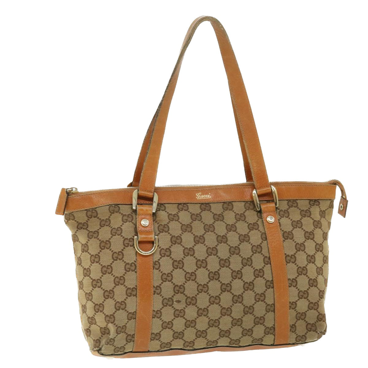 GUCCI GG Canvas Shoulder Bag Beige Brown 141470 Auth 51645