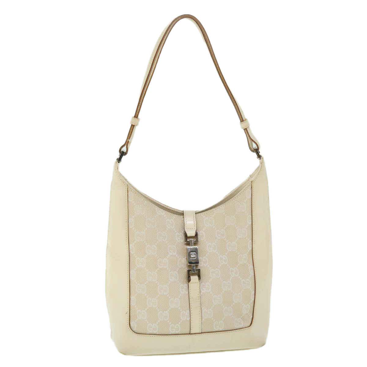 GUCCI GG Canvas Jackie Shoulder Bag White 001 3876 002122 Auth 51646