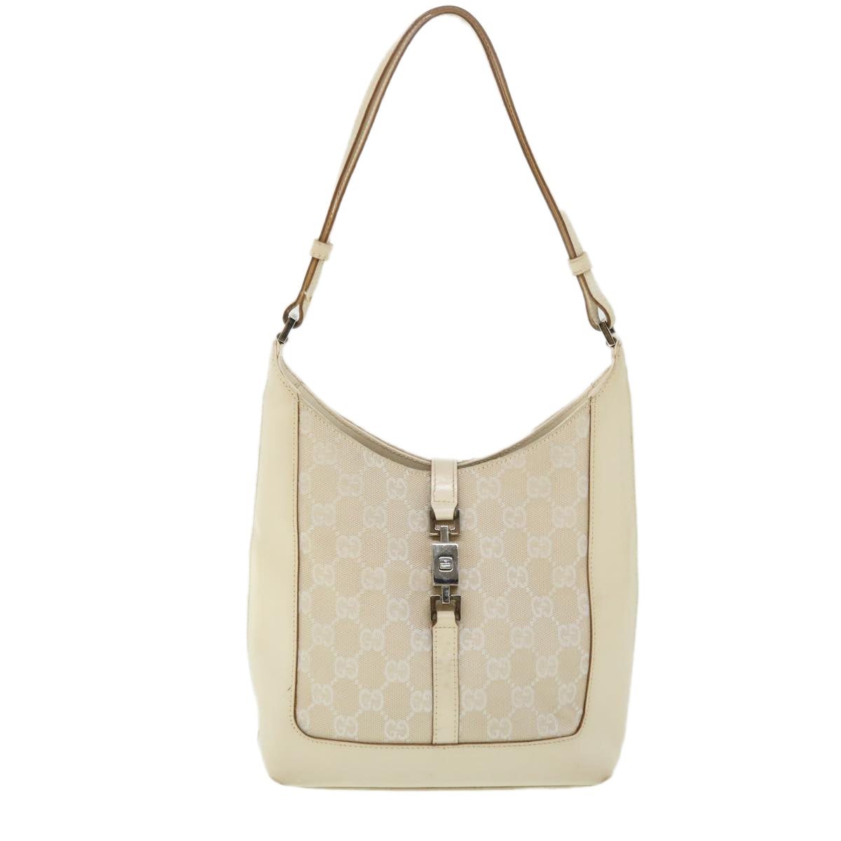 GUCCI GG Canvas Jackie Shoulder Bag White 001 3876 002122 Auth 51646