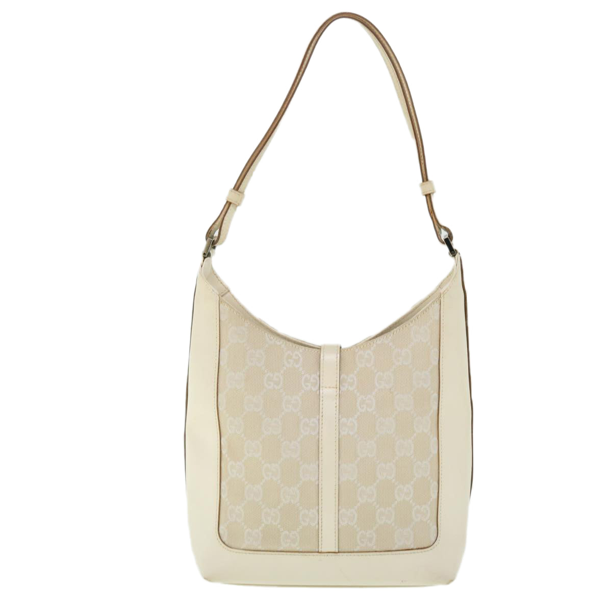 GUCCI GG Canvas Jackie Shoulder Bag White 001 3876 002122 Auth 51646