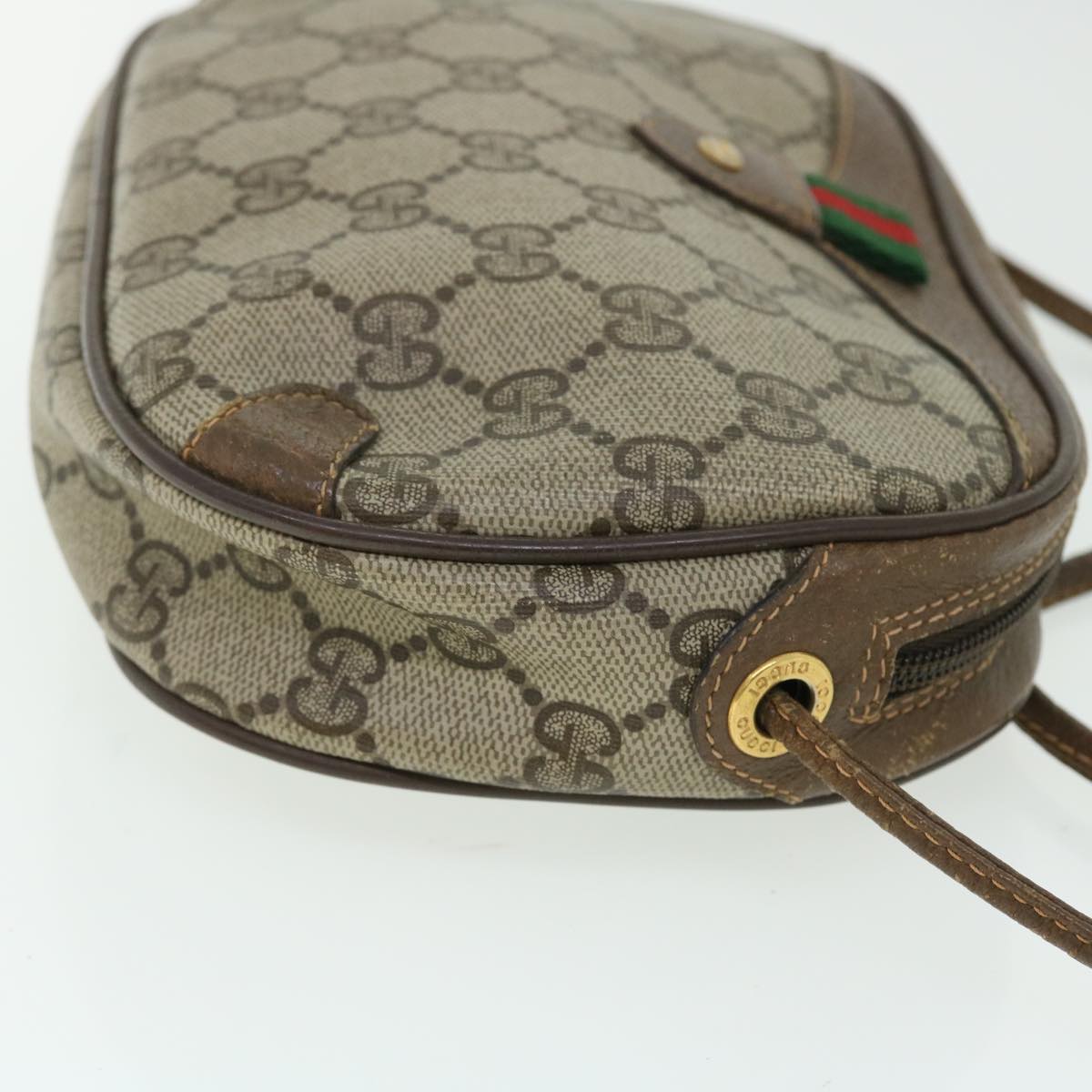 GUCCI GG Canvas Web Sherry Line Shoulder Bag PVC Leather 156 02 066 Auth 51651