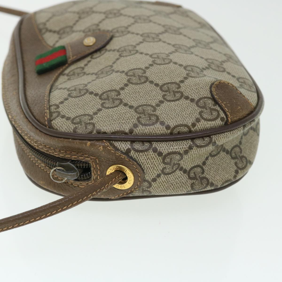 GUCCI GG Canvas Web Sherry Line Shoulder Bag PVC Leather 156 02 066 Auth 51651