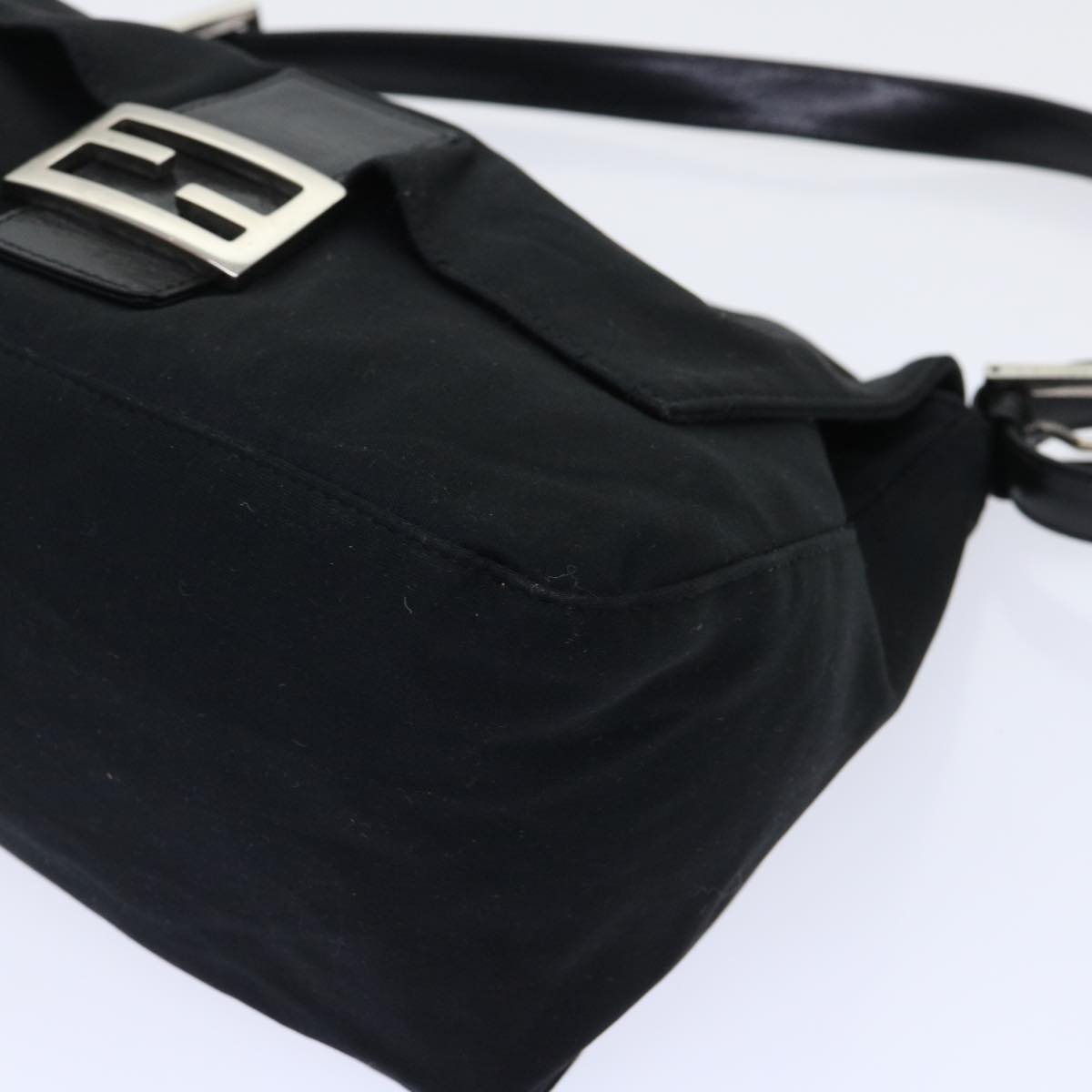 FENDI Mamma Baguette Shoulder Bag Nylon Black Auth 51656