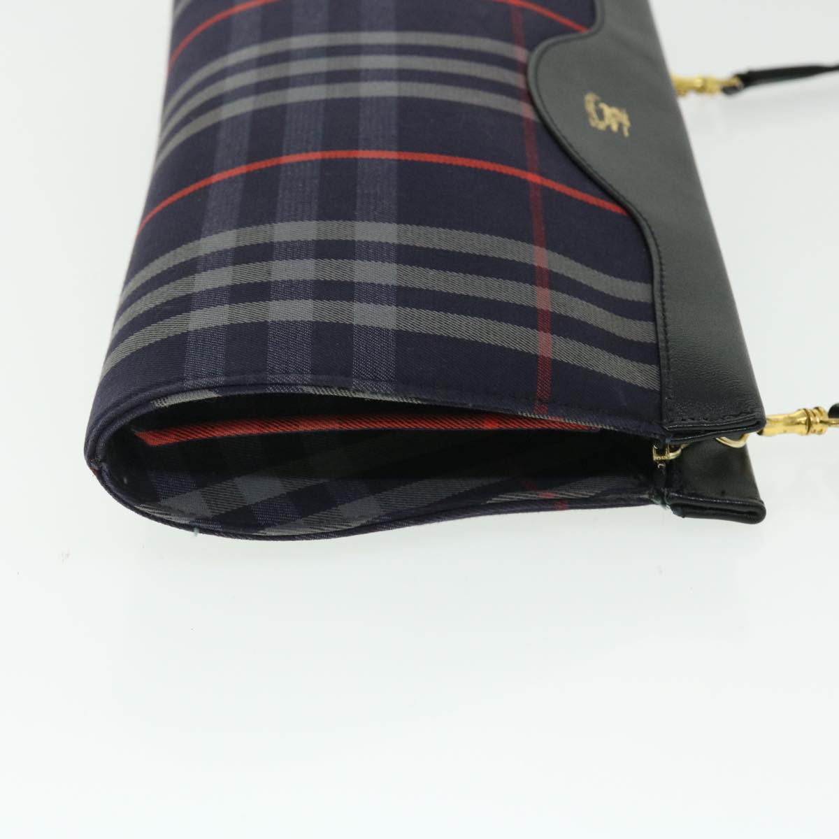 Burberrys Nova Check Shoulder Bag Nylon Navy Black Auth 51661