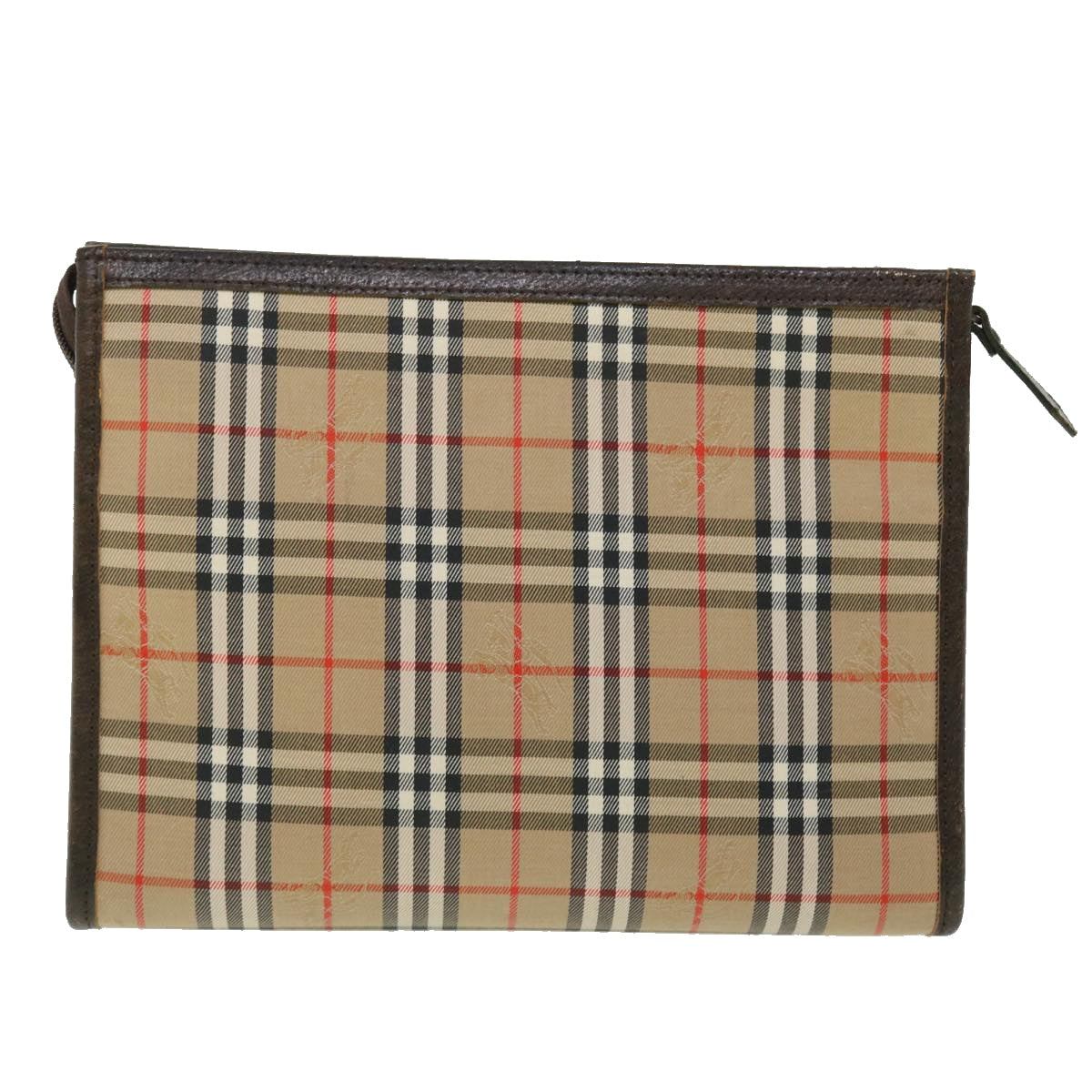 Burberrys Nova Check Clutch Bag Canvas Leather Beige Brown Auth 51662 - 0
