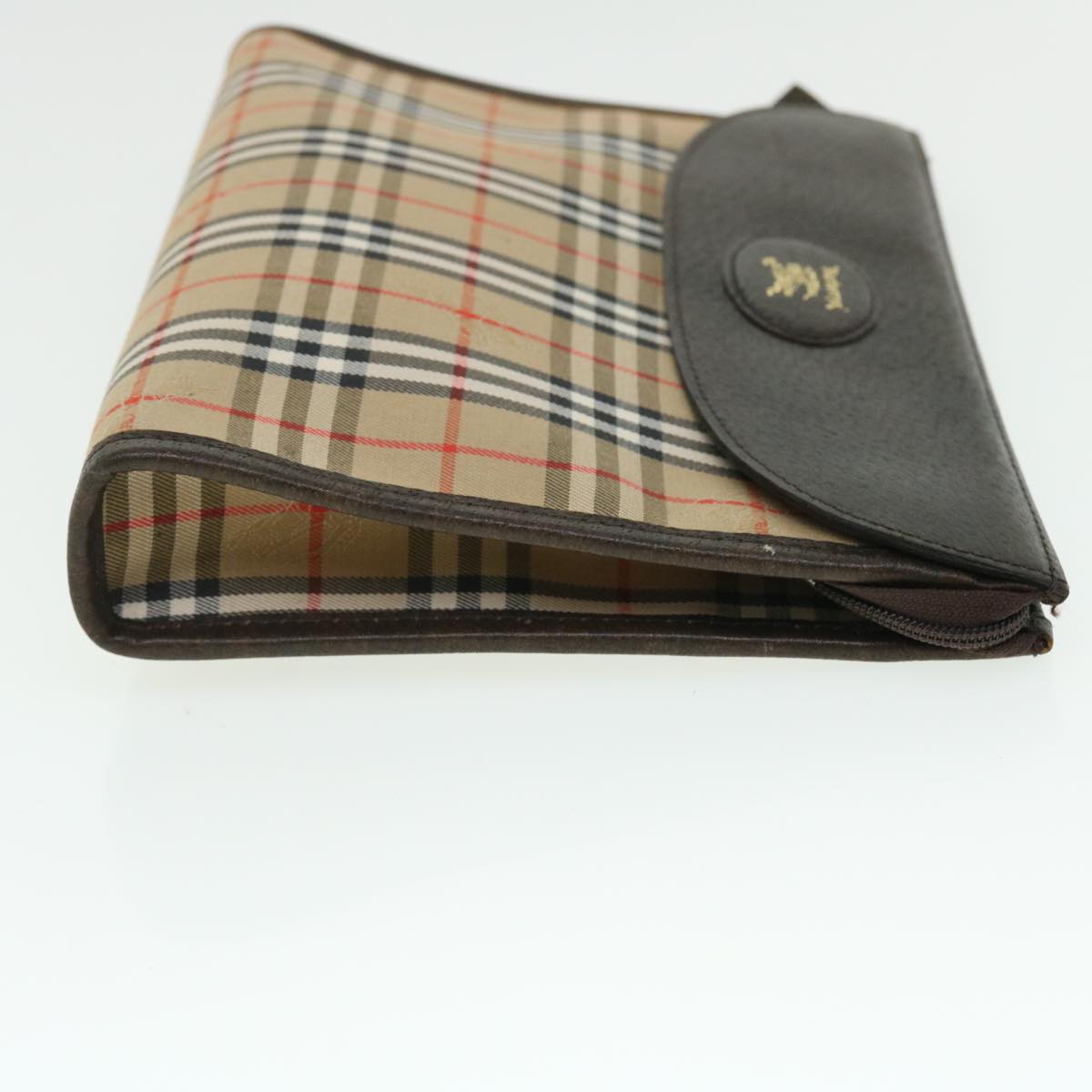 Burberrys Nova Check Clutch Bag Canvas Leather Beige Brown Auth 51662