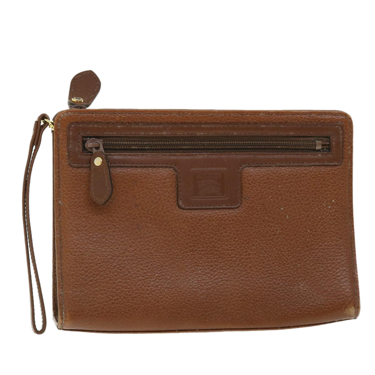 Burberrys Clutch Bag Leather Brown Auth 51663