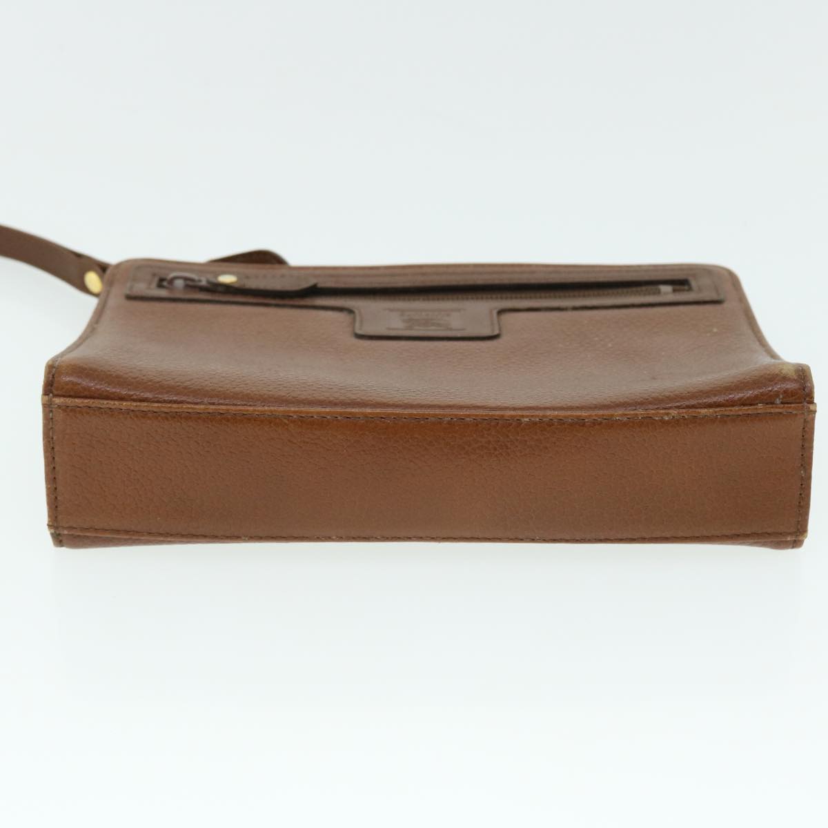 Burberrys Clutch Bag Leather Brown Auth 51663