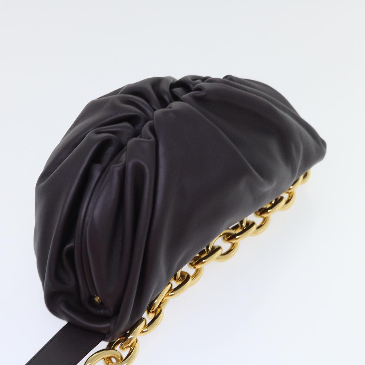 BOTTEGAVENETA Chain Shoulder Bag Leather Purple Auth 51665