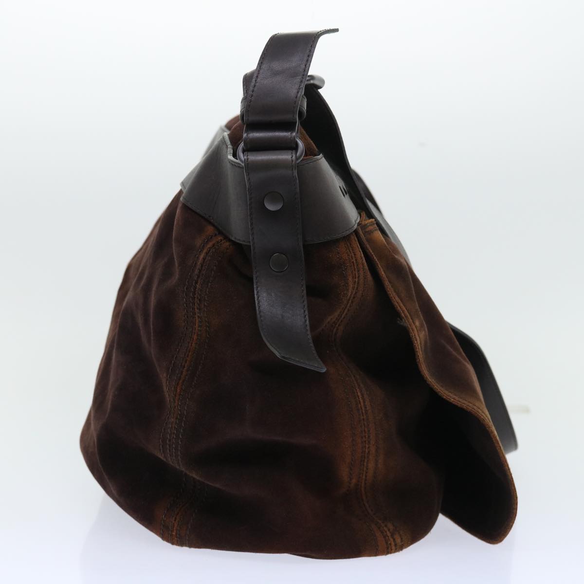BOTTEGA VENETA INTRECCIATO Shoulder Bag Suede Leather Brown Auth 51666