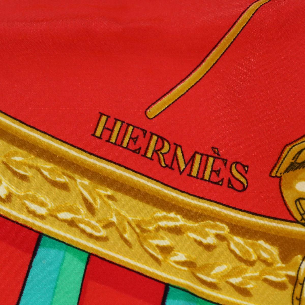 HERMES Carre 90 La MARINE a RAMES Scarf Silk Red Auth 51672