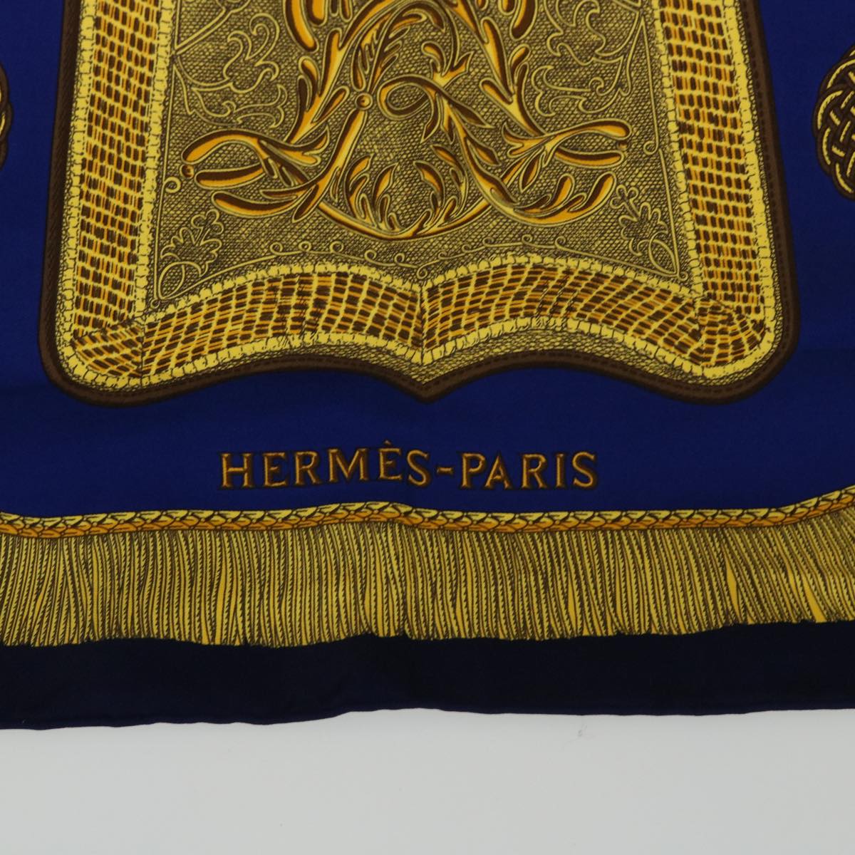 HERMES Carre 90 Porte et Cavalerie Scarf Silk Navy Auth 51676