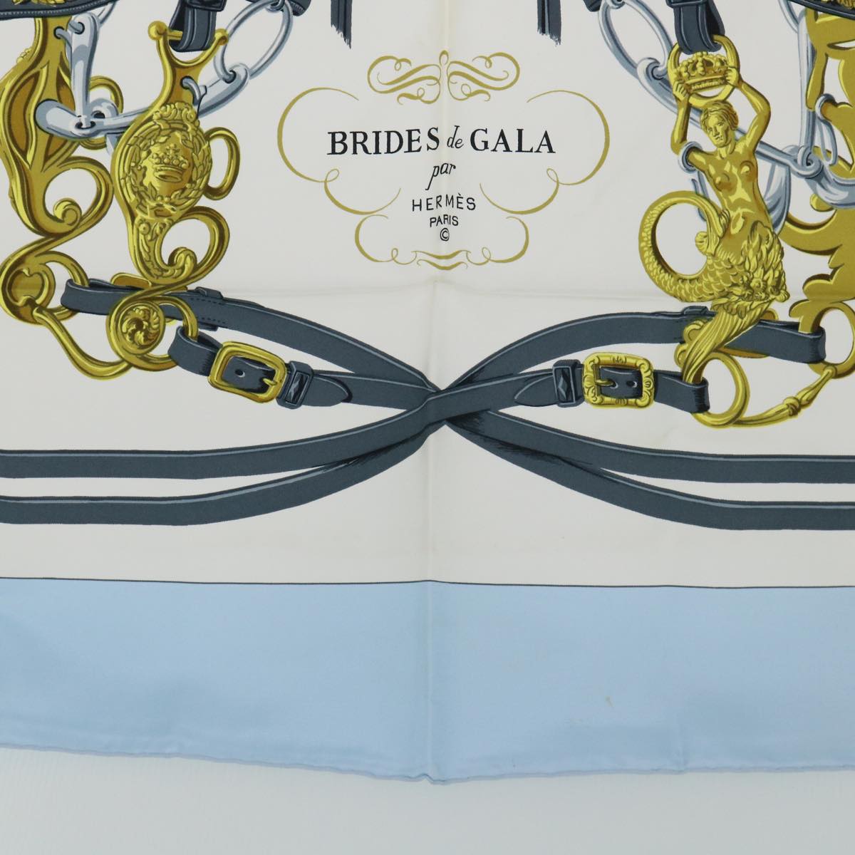 HERMES Carre 90 BRIDES de GALA Scarf Silk Light Blue Auth 51680