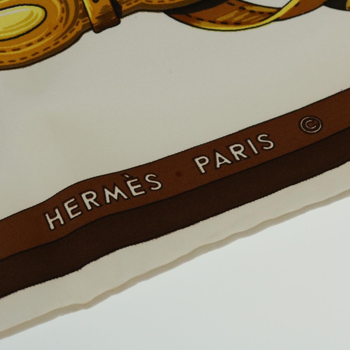 HERMES Carre 90 COACH＆SADDLE Scarf Silk Brown Auth 51684