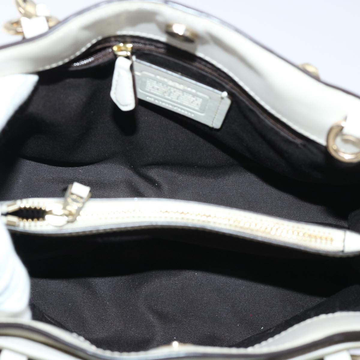 Coach Signature Hand Bag PVC Leather Beige Auth 51697