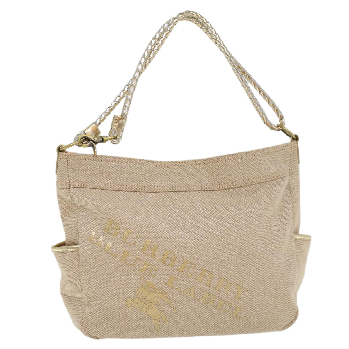 BURBERRY Blue Label Shoulder Bag Canvas Beige Auth 51700