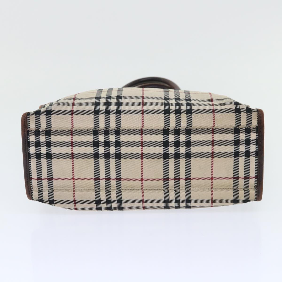 BURBERRY Nova Check Hand Bag Nylon Beige Auth 51701