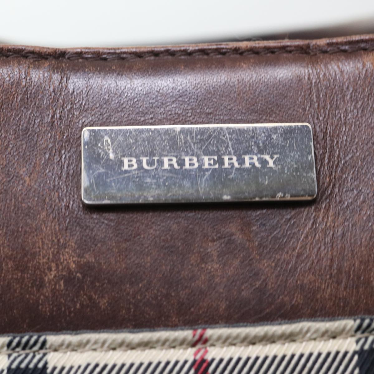 BURBERRY Nova Check Hand Bag Nylon Beige Auth 51701