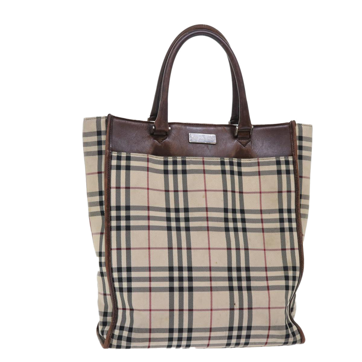 BURBERRY Nova Check Hand Bag Nylon Beige Auth 51701