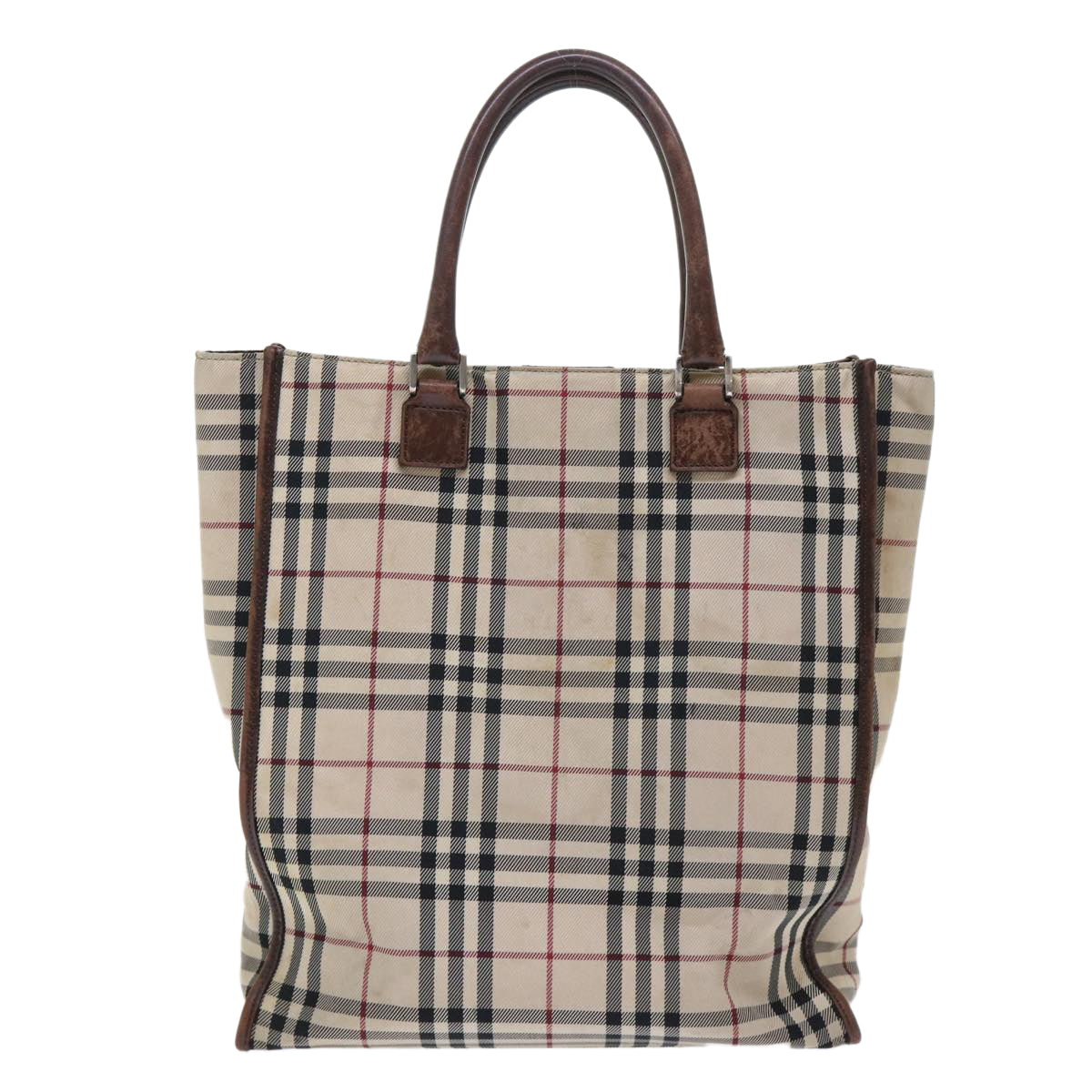 BURBERRY Nova Check Hand Bag Nylon Beige Auth 51701 - 0