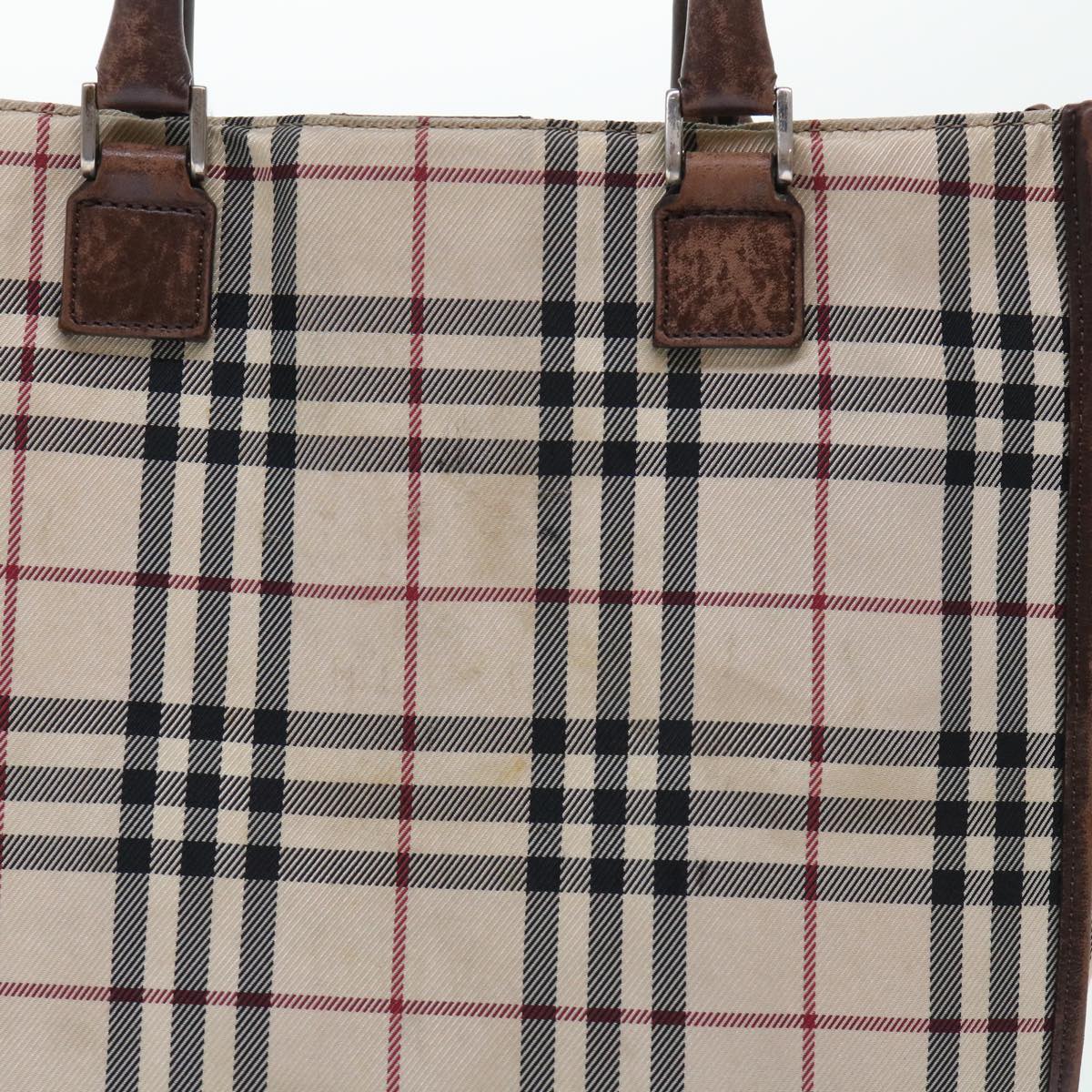 BURBERRY Nova Check Hand Bag Nylon Beige Auth 51701