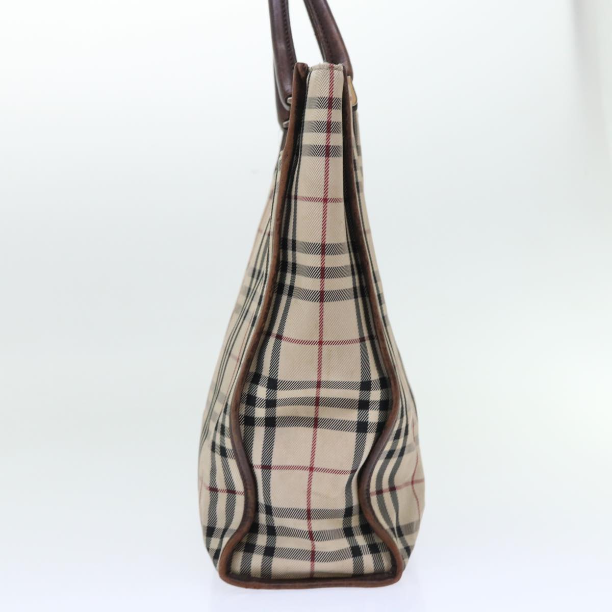 BURBERRY Nova Check Hand Bag Nylon Beige Auth 51701