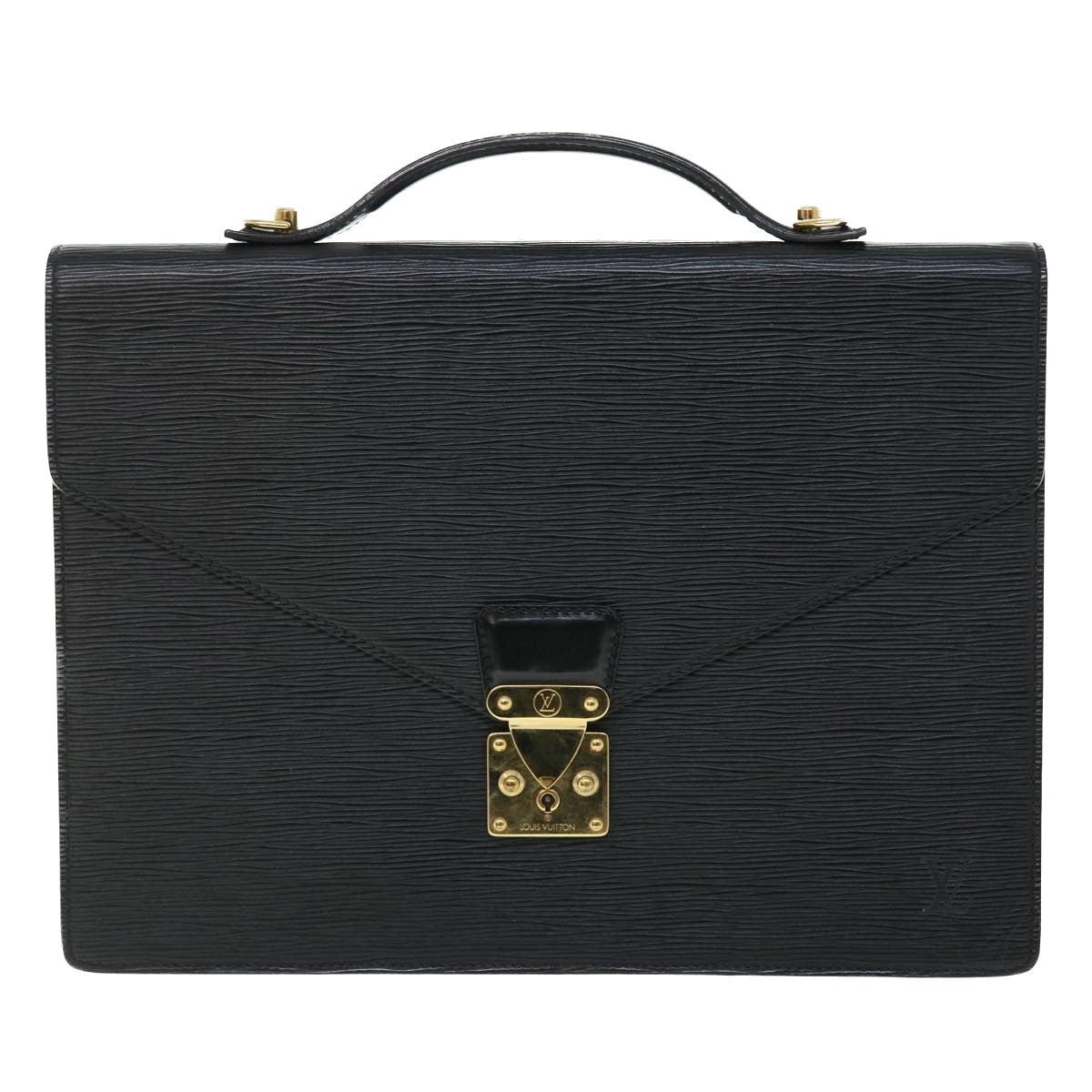 LOUIS VUITTON Epi Porte Documents Bandouliere Briefcase Black M54467 Auth 51769