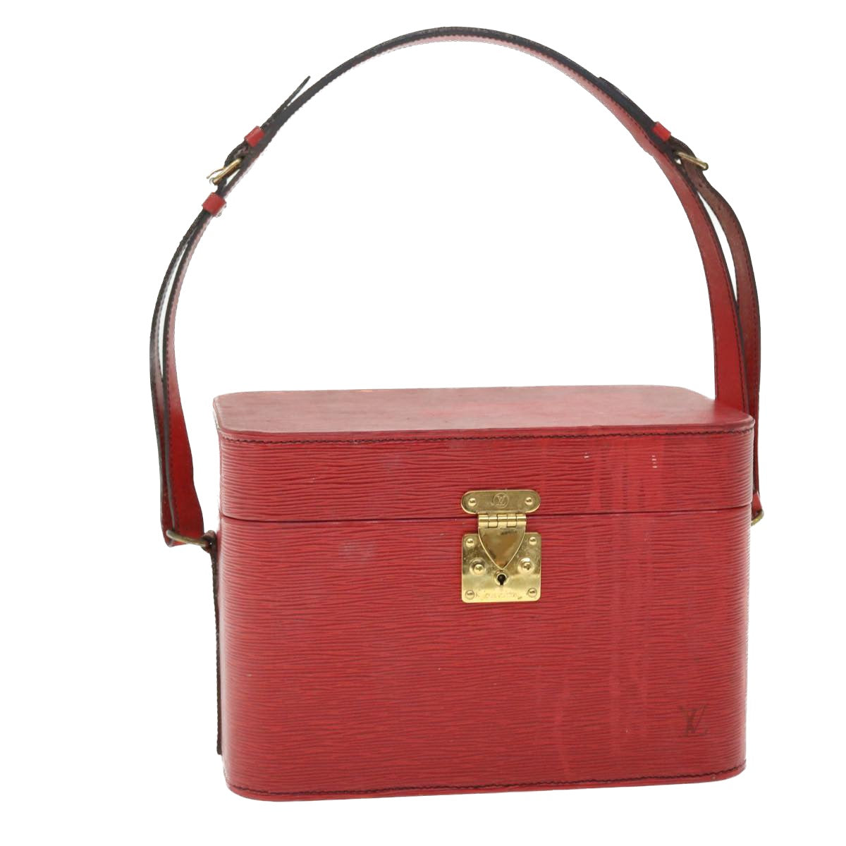 LOUIS VUITTON Epi Vanity Train Case Shoulder Bag Red M48007 LV Auth 51814