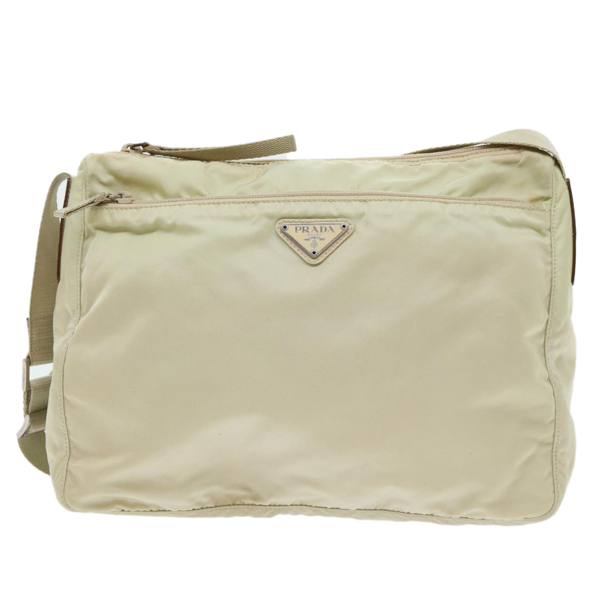 PRADA Shoulder Bag Nylon Cream Auth 51821