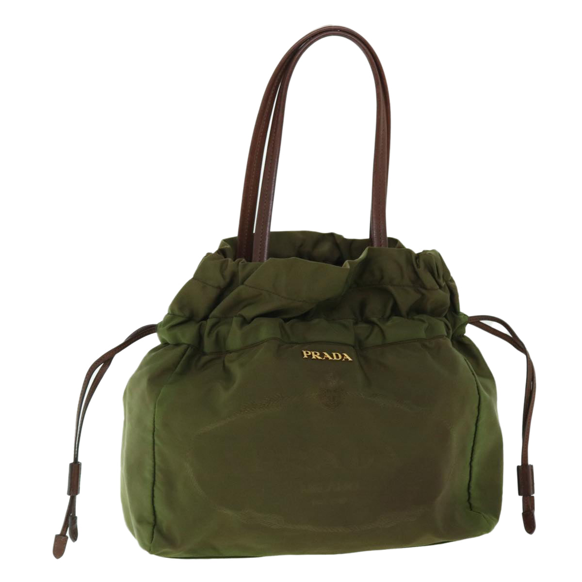 PRADA Hand Bag Nylon Khaki Auth 51823