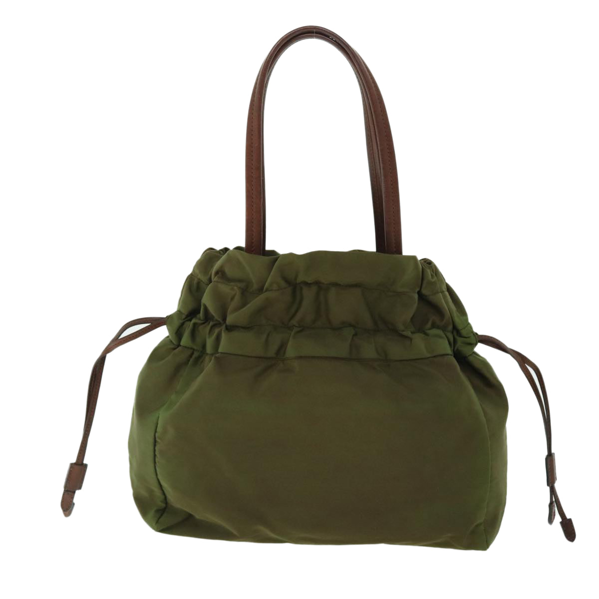 PRADA Hand Bag Nylon Khaki Auth 51823