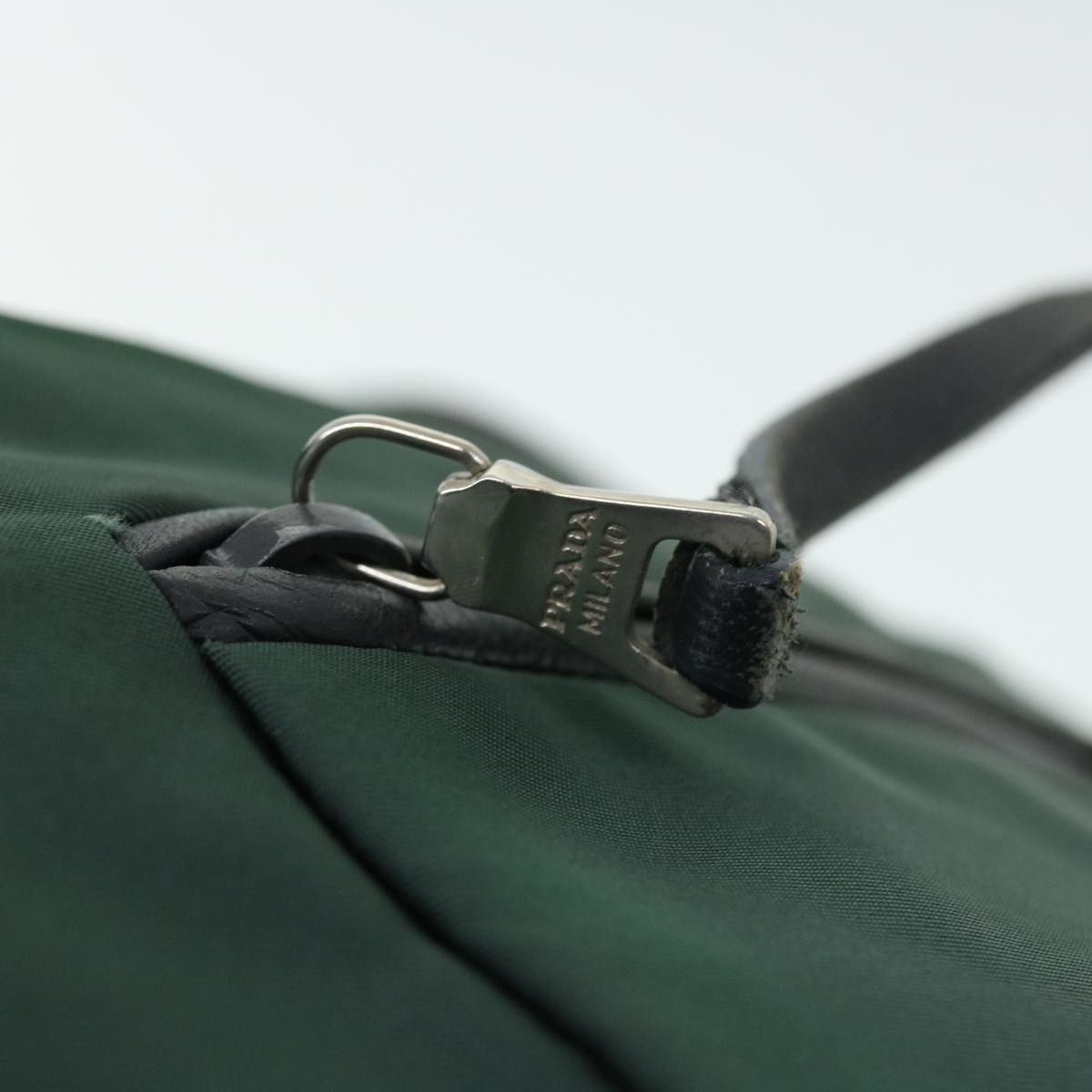 PRADA Hand Bag Nylon Green Auth 51825