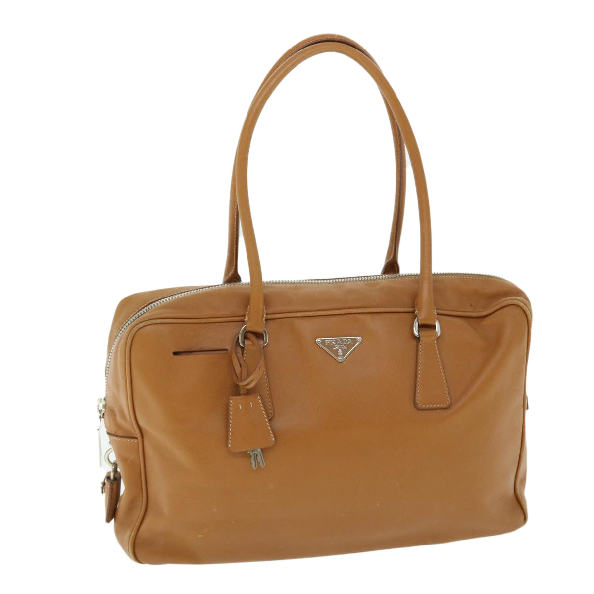PRADA Hand Bag Safiano leather Brown Auth 51833