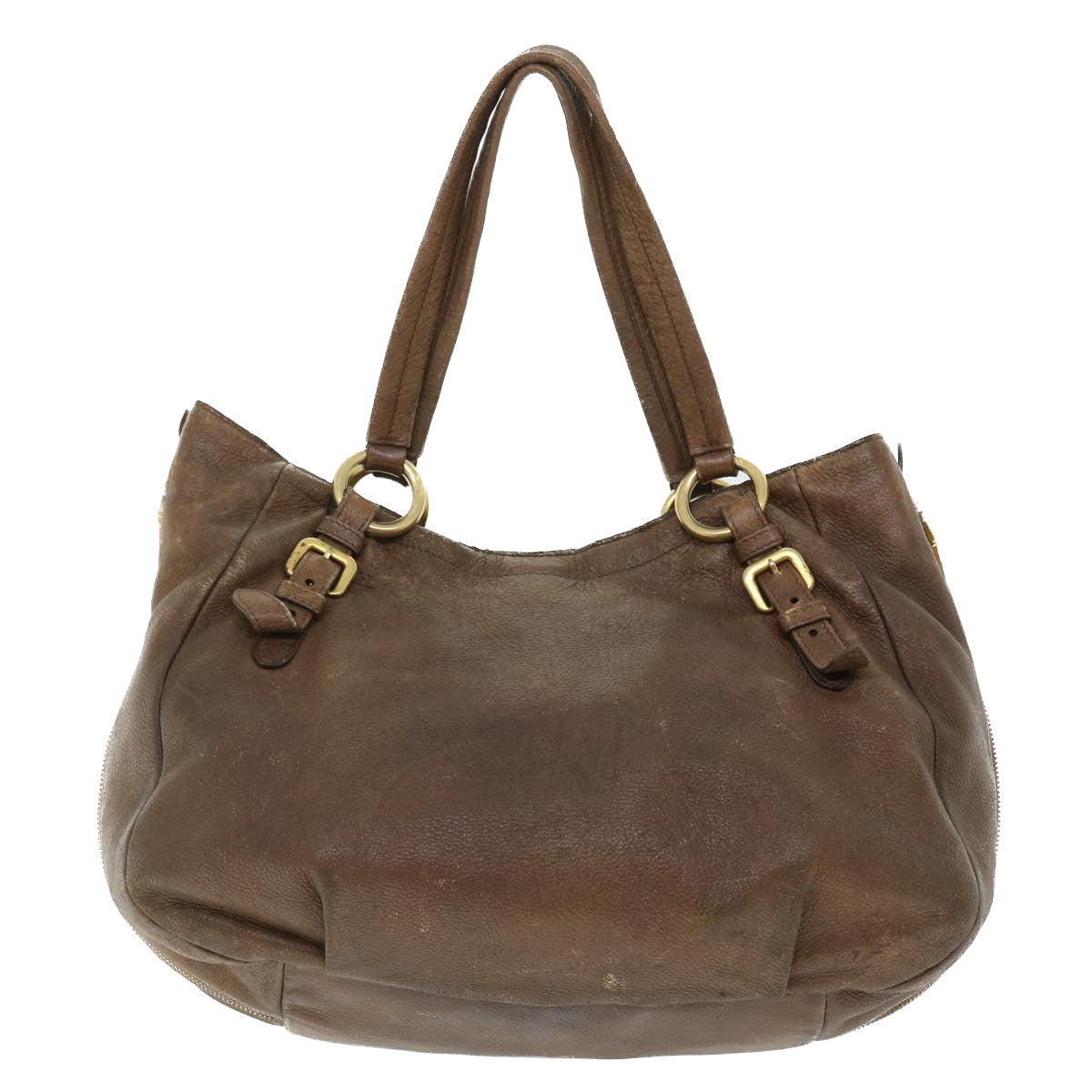 PRADA Hand Bag Leather Brown Auth 51836